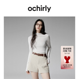 欧时力OCHIRLY 可机洗特级100%美丽诺羊毛针织衫女无缝一体高级感毛衣 米白 M
