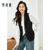 梵希蔓马甲西装外套女外穿小坎肩2025年春秋装叠穿马夹 V8227 黑色 S