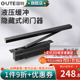 固特（GUTE）闭门器隐形暗藏式液压缓冲可定位暗装自动关门家用酒店隐藏关门器 暗藏液压闭门器-黑色 左右通用