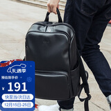 高尔夫（GOLF）双肩包男士软皮商务休闲背包大容量学生书包电脑出差旅行包 黑色