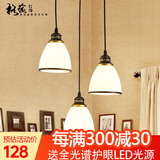 格蕴美式餐厅吊灯三头北欧现代简约创意复古田园个性吧台餐桌饭厅灯具 3头圆盘 黑描金*全光谱护眼