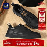 海澜之家HLA男鞋休闲皮鞋秋冬男士板鞋子男HAAXXM1EBF037 黑色低帮39