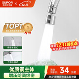 苏泊尔（SUPOR）360°万向旋转厨房水龙头防溅水神器延伸器起泡器全铜增压水嘴S