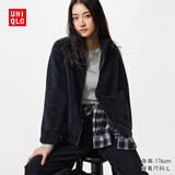 优衣库女装男装长绒摇粒绒拉链茄克/长袖外套夹克冬新款479611 09 黑色 2XL