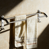 格拉菲亚免打孔304不锈钢毛巾架卫生间毛巾杆浴室挂件毛巾挂双杆卫浴五金 40厘米（打孔安装）