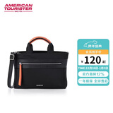 美旅时尚轻商务通勤电脑包女生手提包单肩斜挎包QV5 黑色 新年礼物