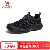 骆驼（CAMEL）踏山男士户外登山复古皮面休闲低帮徒步鞋 G14A342696 夜黑色 43