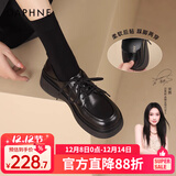 DAPHNE达芙妮乐福鞋女2025春秋新款复古风小皮鞋女森系学院风黑色百搭女单鞋子 黑色 【升级款4CM跟高】 38