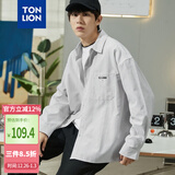 唐狮（TonLion）2023条纹衬衫男长袖宽松休闲复古衬衣 中灰 S 