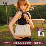 VANESSA HOGAN VH女包柔柔褶皱包百搭通勤托特包大容量单肩包腋下包圣诞礼物 米白 (大容量 简约柔软)