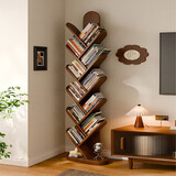 家逸实木树形书架落地置物架客厅一体靠墙转角书架创意书柜多层收纳架