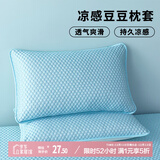 艾薇 枕头套枕套一对夏凉冰豆豆家用单人枕套枕芯套 冰蓝 48*74cm