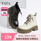 他她张淼怡同款Tata他她魔法靴厚底马丁靴女新款 米白（单里） 37