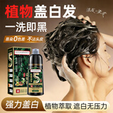 同仁堂泡泡染发膏植物不沾头皮纯天然盖白头发无刺激一洗黑染发膏黑茶色
