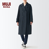 MUJI女式 不易沾水 双排扣大衣 风衣 外套秋 深藏青色 2A L（165/88A）