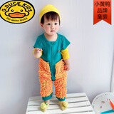 G.duck拖把侠婴儿爬行服宝宝拖地爬爬服裤连体衣春秋冬夏季防脏罩擦地板 蓝色短袖9分裤夏 送护肘 90cm 90码(身高75-83厘米，19-23斤)