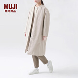 MUJI MUJI 女式 不易沾水尼龙 复合 无领大衣 BD02CC2A 长款外套 浅米色 M