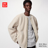 优衣库男装防风仿羊羔绒摇粒绒开衫/长袖外套481183 30 浅米色 S /165/84A