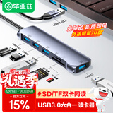 毕亚兹USB3.0读卡器 华为苹果电脑转M1/MacBook Pro iPad拓展坞笔记本USB-C转USB3.0/TF/SD读卡器六合一