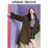 UR【钟楚曦同款】冬季新款女装含羊毛大衣呢料外套UWM150067 深咖棕 L