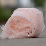 京弗 星空网纱星星纱蕾丝网纱布料拍照道具头纱亮片布网红美甲背景布 杏粉金星(1米x1.5米 多件连一起