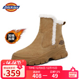 Dickies女士雪地靴女靴冬季加绒加厚短靴保暖棉鞋靴子 黄棕 37 