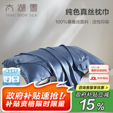 太湖雪真丝枕巾100%桑蚕丝16姆米绸枕头巾一只装丝滑成人枕头套差旅学生 雾霾蓝48*74cm 1支 装
