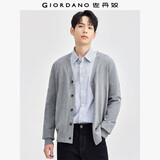 佐丹奴情侣装毛衣男女装精梳纯棉可机洗纯色V领针织开衫13054668