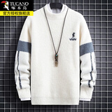 啄木鸟毛衣男士装半高领秋冬季款打底针织衫毛衫加厚保暖上衣服 20736/9200米白色 XL