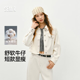 森马（Semir）牛仔外套女利落短款复古时尚箱型夹克2026春时尚通勤109126108005
