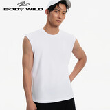 BODYWILD男士透气宽肩打底背心复古运动ZBN11EH1A白色185A
