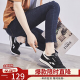 ZHR休闲鞋女精选牛皮舒适百搭女鞋 经典INS潮拼色运动鞋女 韩版时尚轻便透气鞋子女 AK60 黑色 38