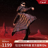 坦博尔鹅绒黑金羽绒服女长款收腰连帽加厚保暖外套TD236890 黑色 160 