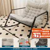 初学者摇椅午休躺椅客厅懒人沙发阳台休闲逍遥椅子双人摇摇椅舒适沙发椅 灰色+千鸟格【双人位摇椅】