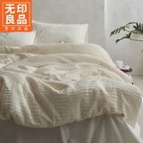 无印良品泡泡纱床上用品四件套100%纯棉裸睡高级感床单被套床笠款四季通用 泡泡纱-云朵白【100%全棉适合裸睡】 床单款 1.8m四件套-被套200x230cm