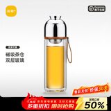 尚明（SAMADOYO）耐热玻璃茶水分离保温泡茶杯商务随手杯便携高档办公室旅行家用 棕色300ml