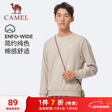 骆驼（CAMEL）长袖圆领套头卫衣男宽松休闲运动打底衫 J13CAYL6063 淡卡其 M
