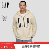 GAP男女装2025秋季新款logo印花抓绒宽松运动连帽衫卫衣786920 米色 3XL (185/108A) 亚洲尺码