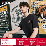 斐乐易烊千玺同款斐乐情侣多彩T恤女夏季新款小狐狸上衣男短袖 传奇蓝-NV XL XL 180/100A