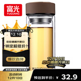 富光 男女士双层玻璃杯 高硼硅玻璃304茶隔水杯子 带茶隔泡茶杯500ml