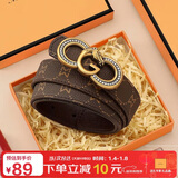 马莎兰缇（MashaLanti）女士皮带韩版装饰细腰带通勤百搭款板扣裤腰带女生日礼物 啡色