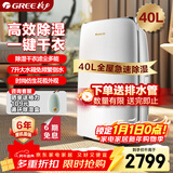 格力（GREE）【轻音干衣除湿】除湿机家用抽湿机40升/天低噪除潮防霉吸湿抽湿器智能控湿单间≤80㎡DH40EF