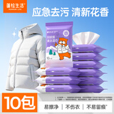 蓬松生活羽绒服湿巾珍珠纹 免洗去污卫生清洁湿巾小包旅行外出便携装 10抽10包