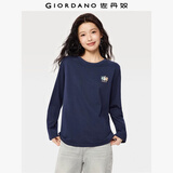 佐丹奴T恤女秋季纯棉长袖t恤衫动物刺绣宽松圆领上衣05395784