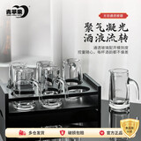 青苹果白酒杯二两杯刻度分酒器玻璃酒壶6只 家用饭店用