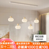 顿家餐厅吊灯三头吊灯新款北欧现代简约马卡龙饭厅吧台飞碟圆盘餐厅灯 205直盘五头三色柿子灯