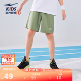 鸿星尔克（ERKE）童装男女大小童涤纶夏季速爽透气五分短裤胶囊绿170