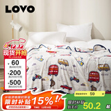 LOVO罗莱生活 毛毯秋冬保暖毯办公室午休被毛巾被单毯沙发被 【可机洗+法兰绒毯】QQ小汽车 100*140cm