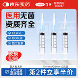 可孚 一次性注射器医用无菌针管针筒带针头喂食喂药器 10支5ml*0.6