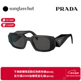 PRADA普拉达潮流窄方形气质女高级感防晒墨镜眼镜0PR 17WSF 1AB5S0黑色镜腿